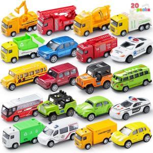 imageJOYIN 20PCS Die Cast Pull Back Cars Metal Toy Cars Car Toys Bulk Vehicle Set for Toddlers Kids Party Favors Cake Toppers Stocking Stuffers Race Cars Toys for Boys Gift Car Set Party Favors