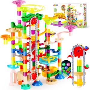 imageJOYIN 236Pcs Glowing Marble Run with Motorized Elevator Construction Building Blocks Toys with 30 Glow in The Dark Plastic Marbles STEM Toy for Boys and Girls Gift for Christmas