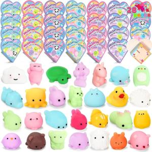 imageJOYIN 28 Packs Valentine Mochi Squishy Toy with Heart Boxes Party Favors Set for Kids Valentine Classroom Exchange Holiday Party Game Prizes School Gift Exchange Classroom Rewards