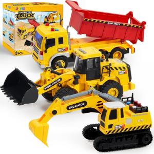 imageJOYIN 3 Pack Construction Toy  Excavator Dump Truck and Loader Moveable Claw ampamp Lifting Back Construction Truck Toy Christmas Birthday Gift for Toddler Boys Kids