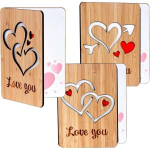 imageJOYIN 3 Pcs Valentines Day Wooden Cards Valentines Day Decoration Wooden Greeting Cards Anniversary for Valentine Party Mothers Day or Wife Husband Gift