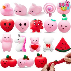 imageJOYIN 36 Packs Mochi Squishy Toys Stress Relief Fidget Toys Kawaii Mochi Squeezes for Kids Party Favors Classroom Gift Exchange and School Rewards