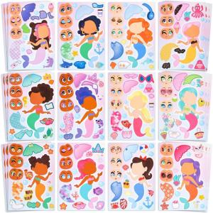 imageJOYIN 36 Sheets 9quotx6quot Make a face Stickers for Kids Make Your Own Animal Stickers with Unicorn Dinosaur Sea and Safari Animals Crafts Birthday Party Favors Goodie Bags Classroom ActivitiesMermaid