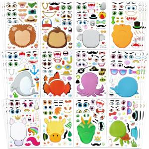 imageJOYIN 36 Sheets 9quotx6quot Make a face Stickers for Kids Make Your Own Animal Stickers with Unicorn Dinosaur Sea and Safari Animals Crafts Birthday Party Favors Goodie Bags Classroom ActivitiesMixed Animals