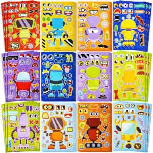 imageJOYIN 36 Sheets 9quotx6quot Make a face Stickers for Kids Make Your Own Animal Stickers with Unicorn Dinosaur Sea and Safari Animals Crafts Birthday Party Favors Goodie Bags Classroom ActivitiesRobot