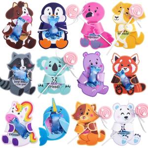 imageJOYIN 60 Pcs Valentines Day Candy Holder Cards with Animal Designs Valentines Cute Greeting Cards for Kids Valentine Classroom Exchange Gifts Party Favors Zoo Animals