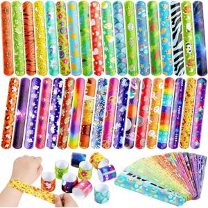 imageJOYIN 72 Pcs Slap Bracelets for Kids Bulk Wristbands with Animals Friendship Heart Galaxy Party Favors Classroom Prizes Birthday Exchanging Gifts Goodie Bag Stuffers