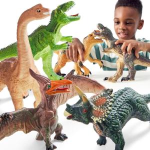 imageJOYIN Big Dinosaur Toys for Toddlers 6 Piece Large Soft Dinosaur Figures with an Educational Book Jumbo Realistic Toys for Boys and Girls Gift Kids Ages 1 2 3 4 5