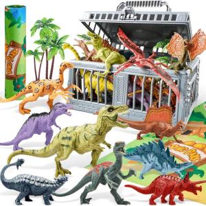 imageJOYIN Dinosaur Toys with Activity Play Mat ampamp Storage Cage 19 PCS Realistic Dinosaur Figures ampamp Trees for Toddlers Kids Ages 35 Ideal for Boys and Girls Gift
