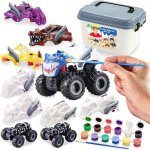 imageJOYIN Kids Craft Kit Build ampamp Paint Your Own Monster Car Art ampamp Craft Kit DIY Toy Set Make Your Own Monster Friction Powered Truck Presents for Kids