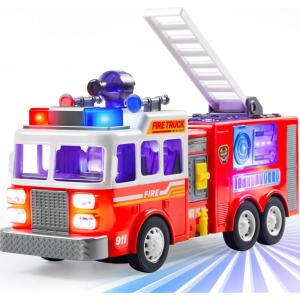 imageJOYIN LED Fire Truck Toy for Toddlers  LED Projections ampamp Sirens Bump and Go Fire Engine Trucks with Mode Switch ampamp Volume Control BoysampampGirls Firetruck Kids Birthday