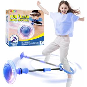 imageJOYIN Pink Ankle Skip Ball with Flashing Lights Toy for Kids Indoor ampamp Outdoor Flashing Swing Ball Foldable Sports Toy Birthday Gifts for Kids 3 4 5 Sapphire