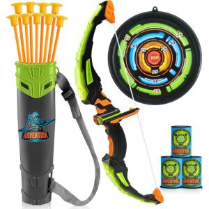 imageJOYIN Pink Bow and Arrow Set for Girls LED Light Up Archery Toy Set with 9 Suction Cup Arrows Target ampamp Arrow Case Christmas Indoor Outdoor Activity Toy for Kids Girls Ages 312Green
