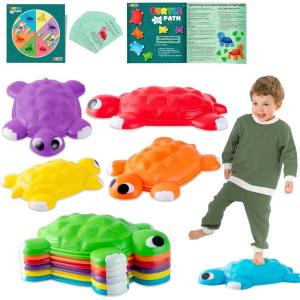 imageJOYIN Turtle Balance Stepping Stones 6 Pcs Kids Turtle Jumping Stones Steps Stones Up to 265 Ibs Toddler Obstacle Course Coordination Game Toys for Ages 3 Years and UP Indoor or Outdoor Play