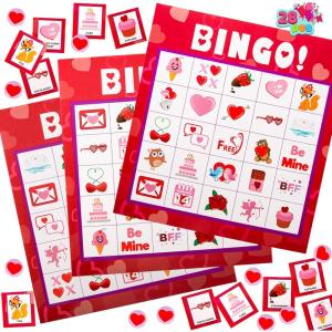 imageJOYIN Valentines Day Bingo Game Cards 5x5  28 Players for Kids Party Gift School Classroom Love Supplies Family Entertainment Activities