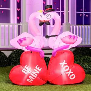 imageJoiedomi 5 FT Tall Valentines Day Inflatable Flamingos Couple with Sweet Hearts Blow up Yard Decor with Buildin LED Lights Valentine Romantic Holiday Decor for Wedding Propose Indoor Party Supplies