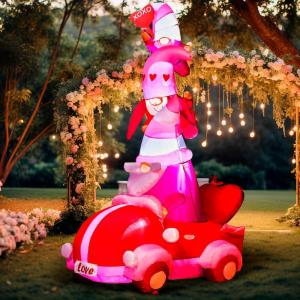 imageJoiedomi 6 FT Valentines Day Inflatable Stacking Gnomes with LED Lights Valentine Blow Up Romantic Holiday Decor for Wedding Propose Indoor Yard Decor Party Supplies
