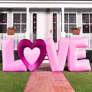 imageJoiedomi 9 FT Long Valentine Inflatable Love Letters with Buildin LED Lights Blow up Valentine Romantic Holiday Decor for Wedding Propose Outdoor Indoor Yard Party Supplies