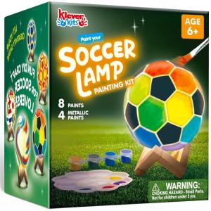 imageKlever Kits DIY 3D Moon Night Light Paint Your Own Moon Lamp Kit Galaxy Lamp Arts and Crafts Kit School Activities Birthday Gifts for Kids Girls BoysSoccer Ball