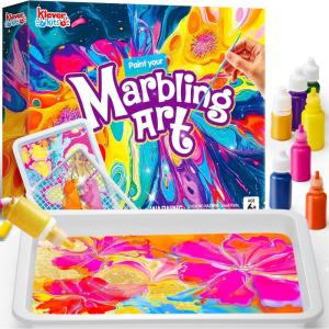 imageKlever Kits Marbling Paint for Kids Metallic Gold Water Marble Paint Art Arts and Crafts for Girls ampamp Boys 612 Years Old Craft Kits Birthday Gifts Ideas Activities Toys