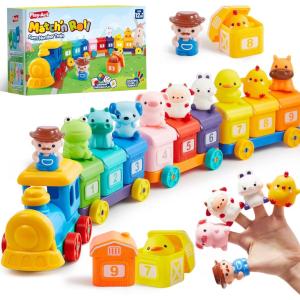 imageLearning Toy for Toddlers 1 2 3 Years Old Counting Matching ampamp Sorting Montessori Learning Farm Train Including 9 Farm Animals and 1 Farmer Easter Christmas Birthday Gift for Baby Boys Girls