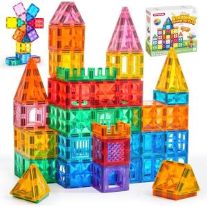 imageSYNCFUN 66PCS Magnetic Building Tiles Toys for Toddler 2D ampamp 3D Magnet Tiles Durable and Creative STEM Building Toys for Kids Aged 35 48 Educational Gift66PCS