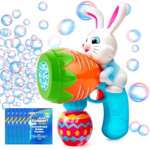 imageSloosh Light Up Easter Bubble Gun for Toddler Bunny Easter Toys for Kids Ages 38 Rabbit Bubble Machine Gun with 6 Refill Solution for Party Easter Gifts Easter Basket StuffersEaster Blue