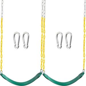 imageTURFEE 2 Pack Green Swing Seats Heavy Duty with 66quot Chain Swing Set Accessories Replacement with Snap Hooks for Kids Outdoor Play Playground Trees PlaygroundGreenGreen