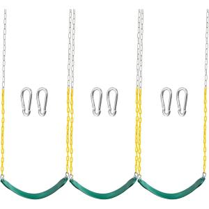 imageTURFEE 3 Pack Green Swing Seats Heavy Duty with 66quot Chain Swing Set Accessories Replacement with Snap Hooks for Kids Outdoor Play Playground Trees Backyard Limit 300lbSwing set