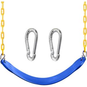 imageTURFEE Heavy Duty Swing Seat Green Color with 66 Chain Swing Set Accessories Replacement with Snap Hooks for Kids Outdoor Play PlaygroundBlue