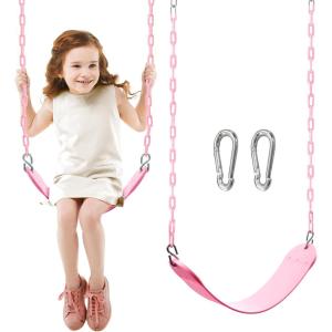 imageTURFEE Heavy Duty Swing Seat Green Color with 66 Chain Swing Set Accessories Replacement with Snap Hooks for Kids Outdoor Play PlaygroundCandy Pink