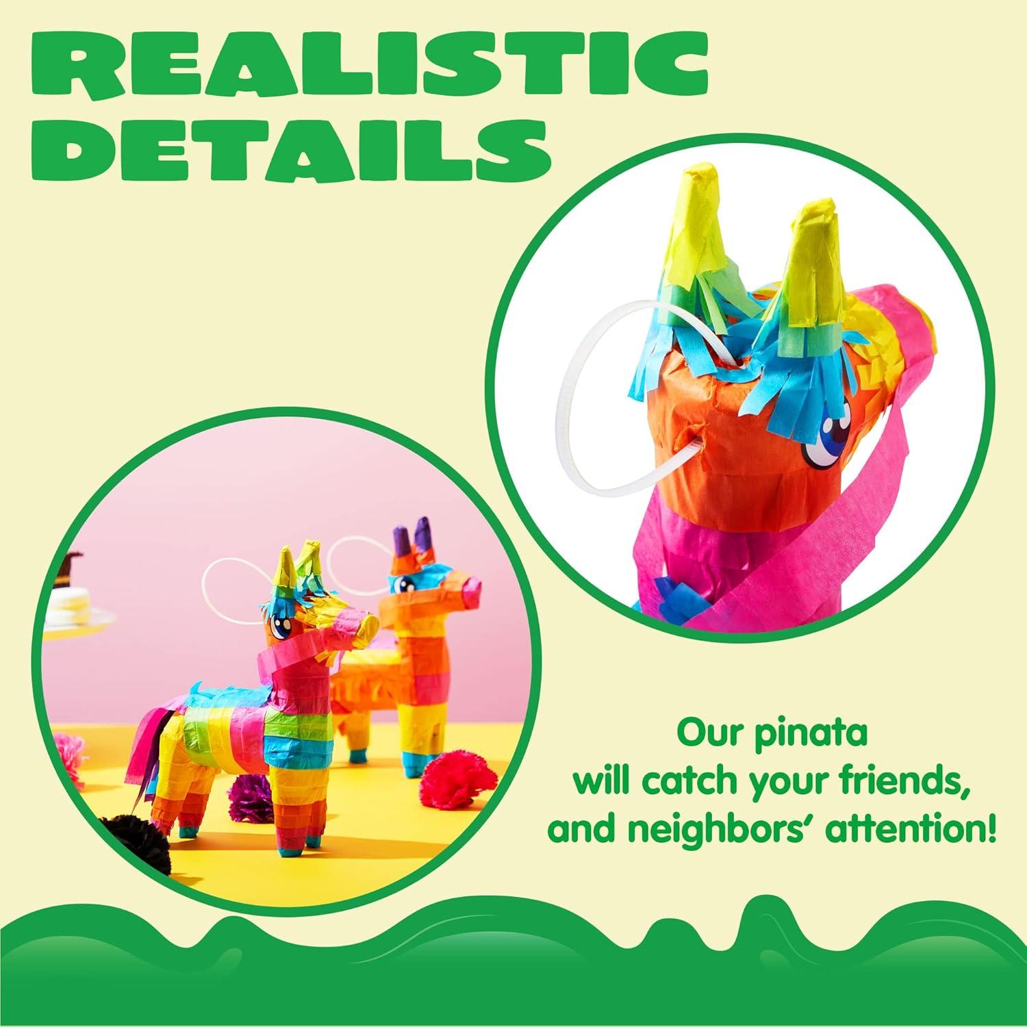 image3 pcs Mini Donkey Pinatas 7quotx55quot Cinco De Mayo Rainbow Color for Fun Fiesta Taco Party Supplies Luau Event Photo Props Mexican Theme Decoration Carnivals Festivals Taco Tuesday Event
