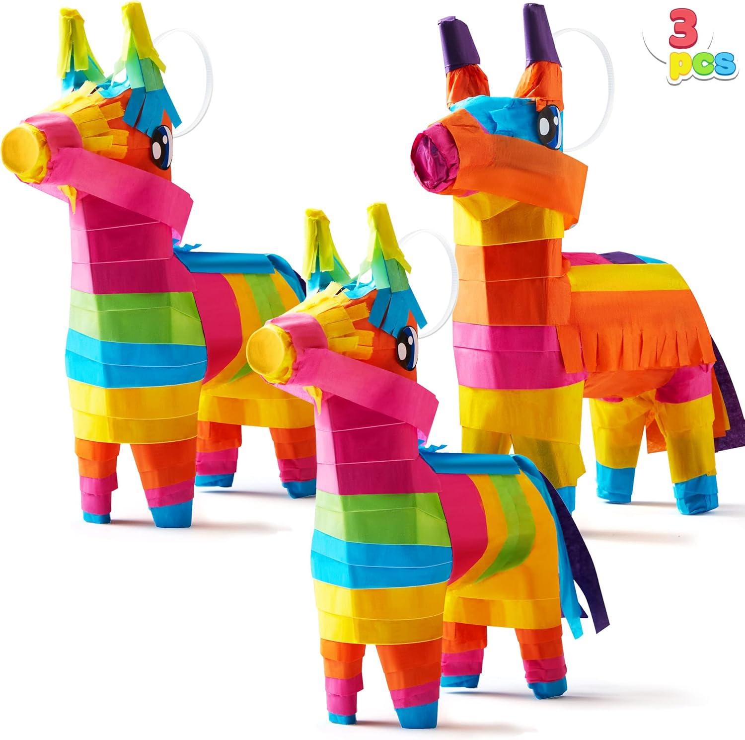 image3 pcs Mini Donkey Pinatas 7quotx55quot Cinco De Mayo Rainbow Color for Fun Fiesta Taco Party Supplies Luau Event Photo Props Mexican Theme Decoration Carnivals Festivals Taco Tuesday Event