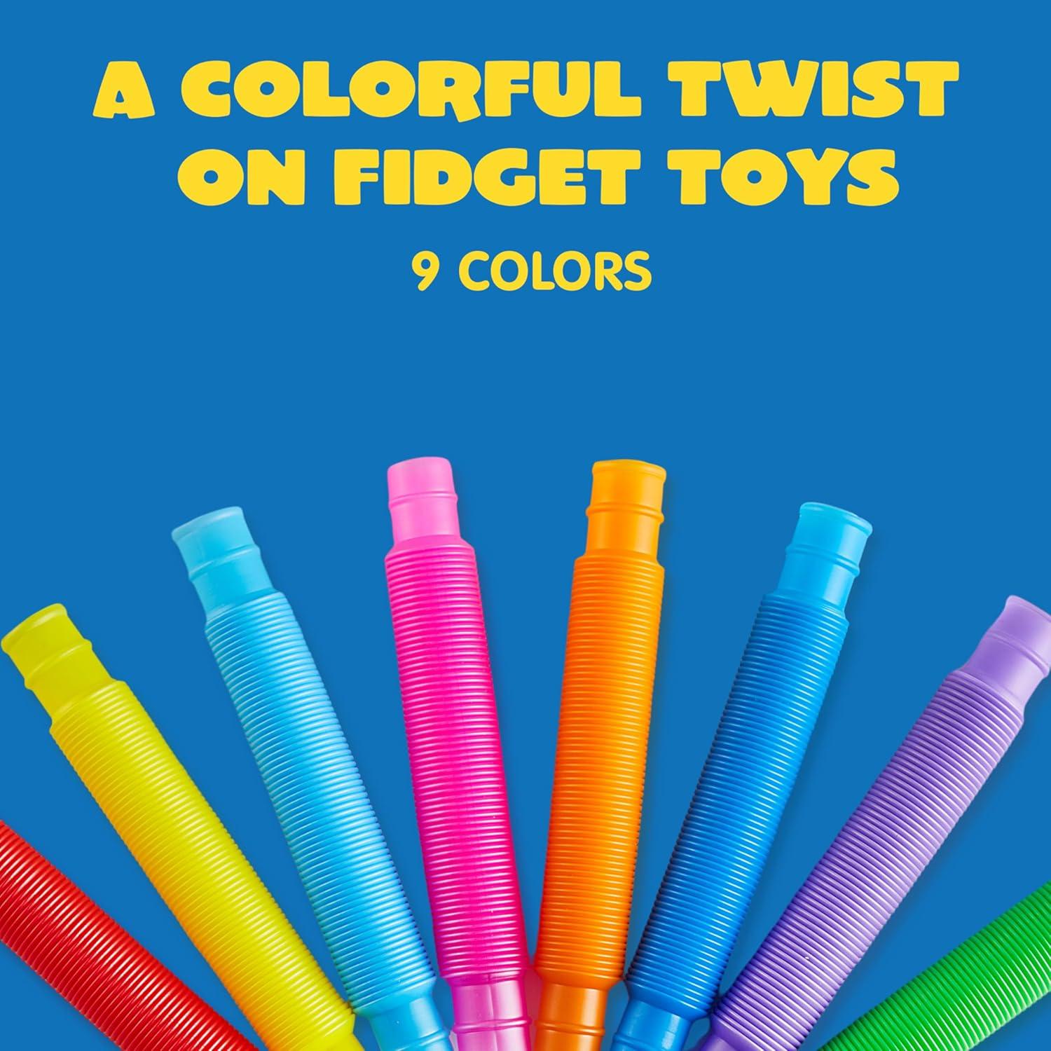 imageJOYIN 18 Pack Pop Tubes Sensory Toys Large Fidget Toys Party Favors  9 Colors Creativity Learning ampamp Fun for Toddler Kids  Perfect for Party Goodie Bags Stuffers Classroom School RewardSmall