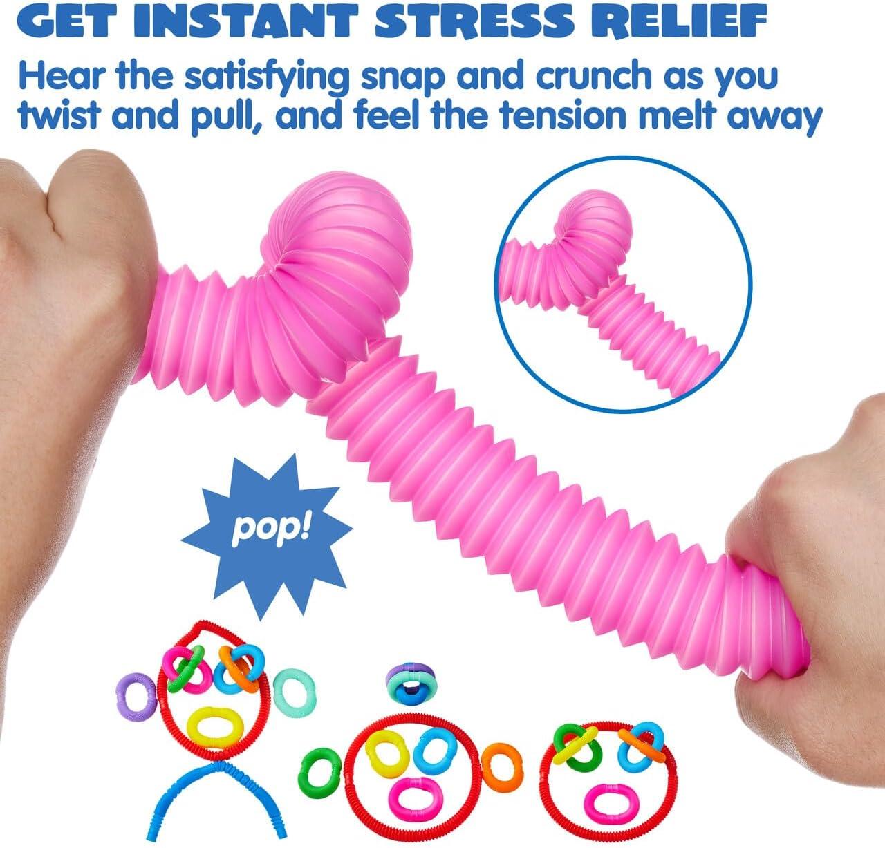 imageJOYIN 18 Pack Pop Tubes Sensory Toys Small Fidget Toys Party Favors  9 Colors Creativity Learning ampamp Fun for Toddler Kids  Perfect for Halloween Goodie Bags Classroom School RewardLarge