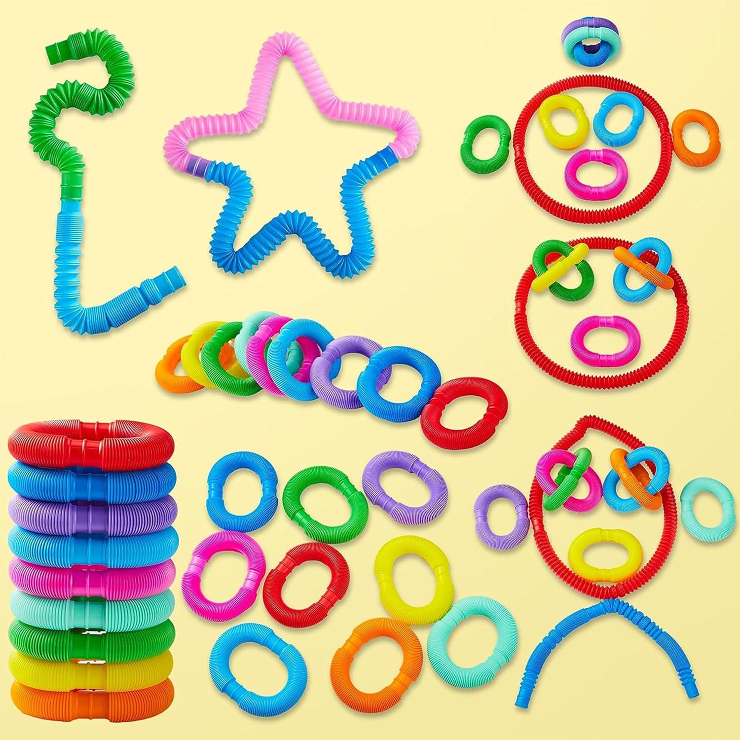 imageJOYIN 18 Pack Pop Tubes Sensory Toys Small Fidget Toys Party Favors  9 Colors Creativity Learning ampamp Fun for Toddler Kids  Perfect for Halloween Goodie Bags Classroom School RewardSmall