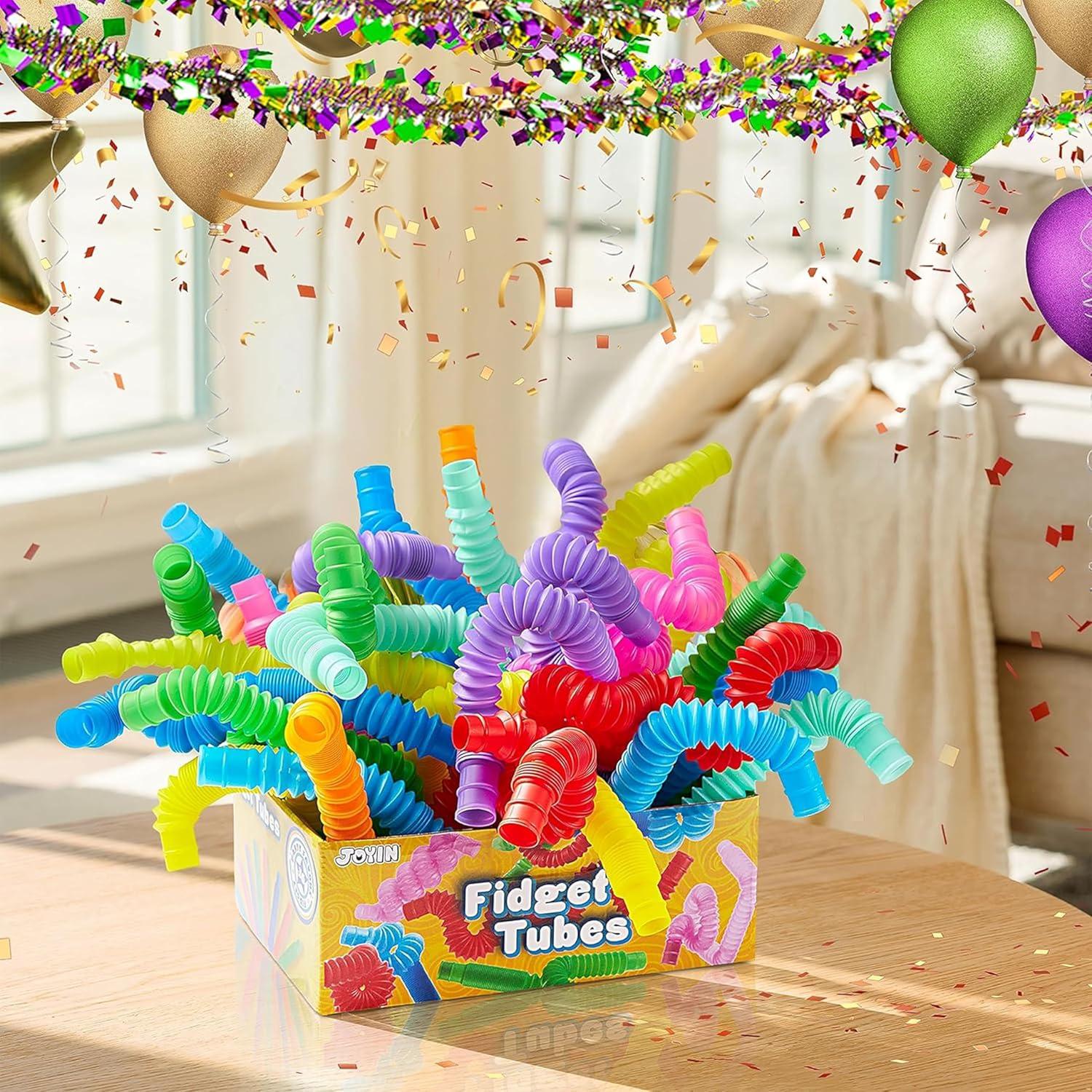 imageJOYIN 18 Pack Pop Tubes Sensory Toys Small Fidget Toys Party Favors  9 Colors Creativity Learning ampamp Fun for Toddler Kids  Perfect for Halloween Goodie Bags Classroom School RewardSmall
