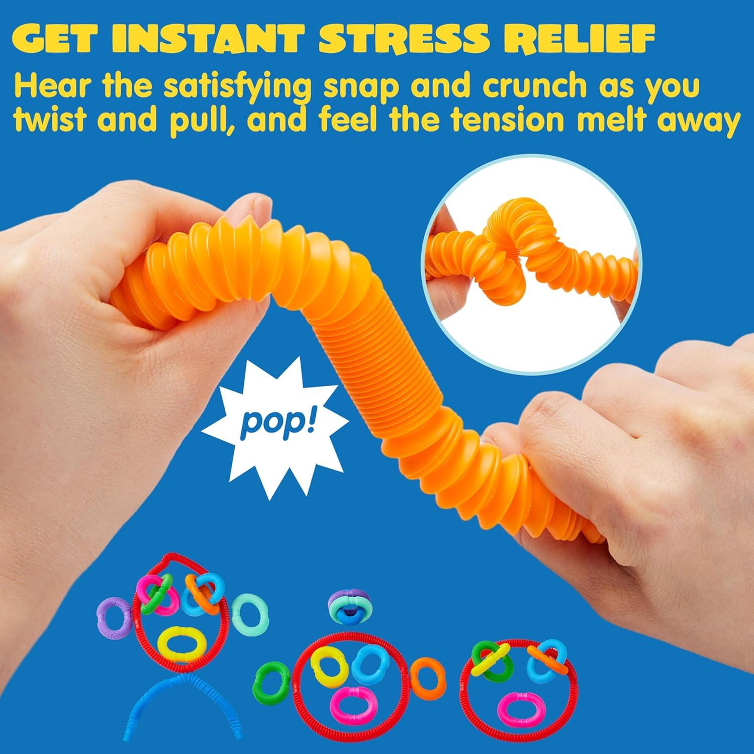imageJOYIN 18 Pack Pop Tubes Sensory Toys Small Fidget Toys Party Favors  9 Colors Creativity Learning ampamp Fun for Toddler Kids  Perfect for Halloween Goodie Bags Classroom School RewardSmall