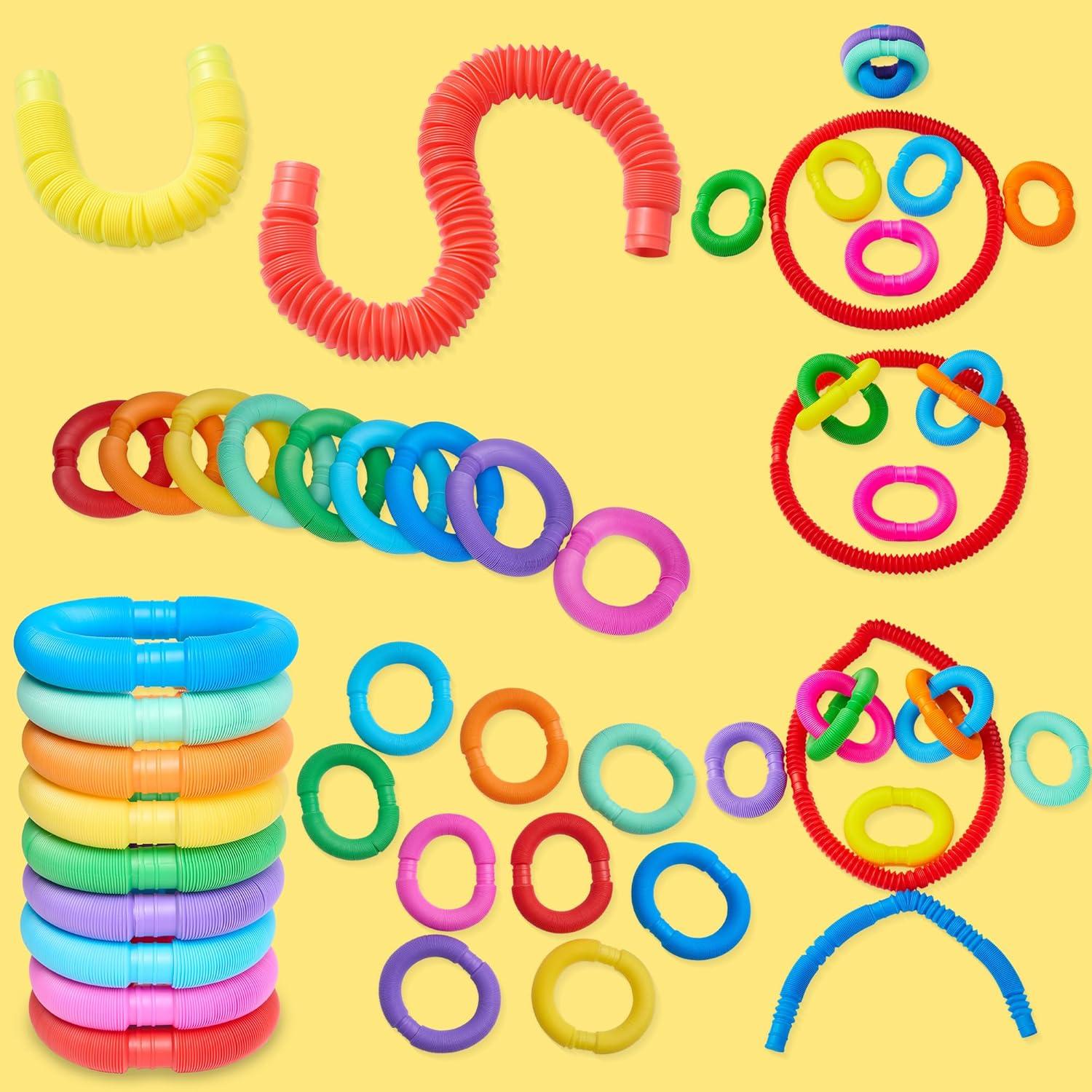 imageJOYIN 36 Pack Pop Tubes Sensory Toys Small Fidget Toys Party Favors  9 Colors Creativity Learning ampamp Fun for Toddler Kids  Perfect for Halloween Goodie Bags Classroom School RewardLarge