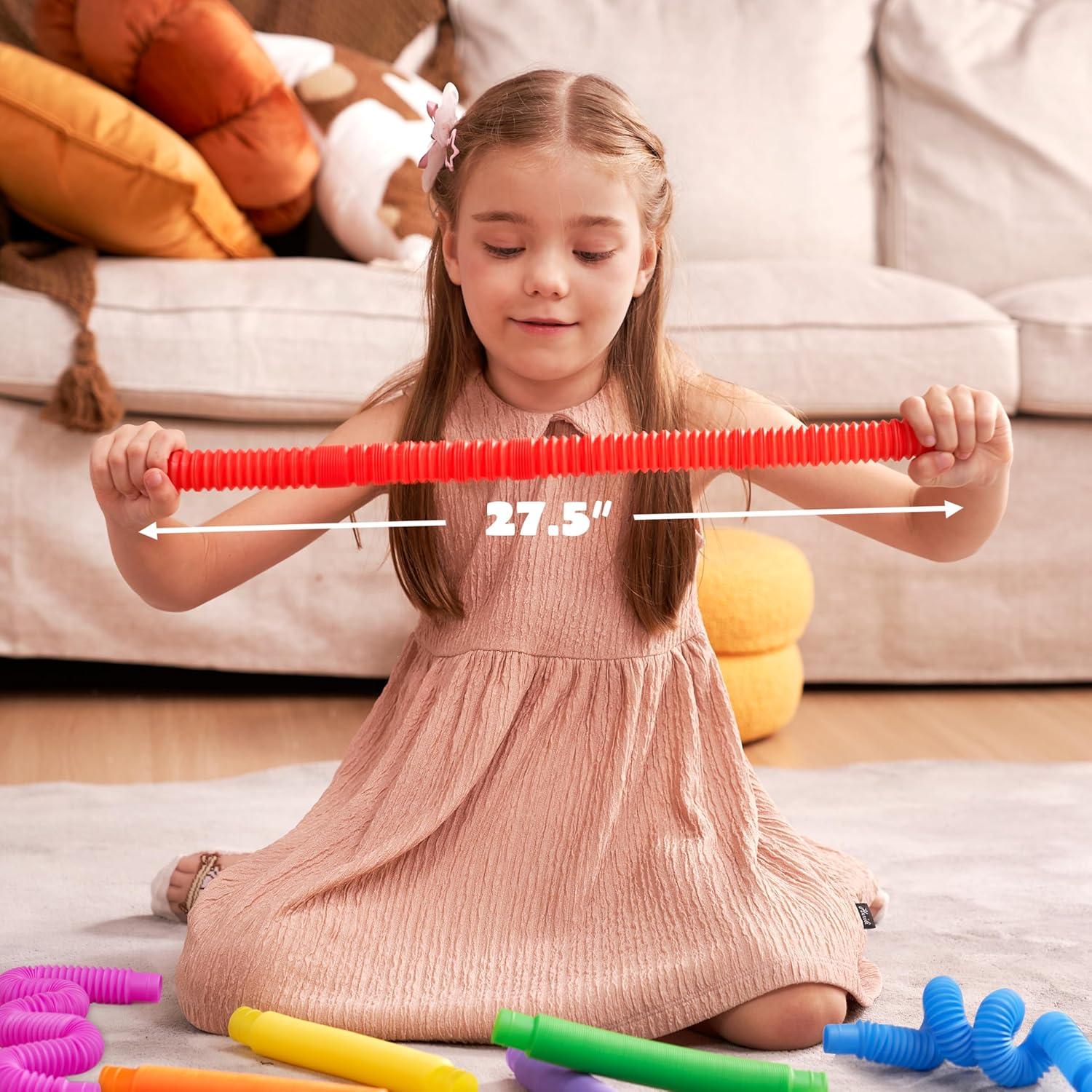 imageJOYIN 36 Pack Pop Tubes Sensory Toys Small Fidget Toys Party Favors  9 Colors Creativity Learning ampamp Fun for Toddler Kids  Perfect for Halloween Goodie Bags Classroom School RewardLarge