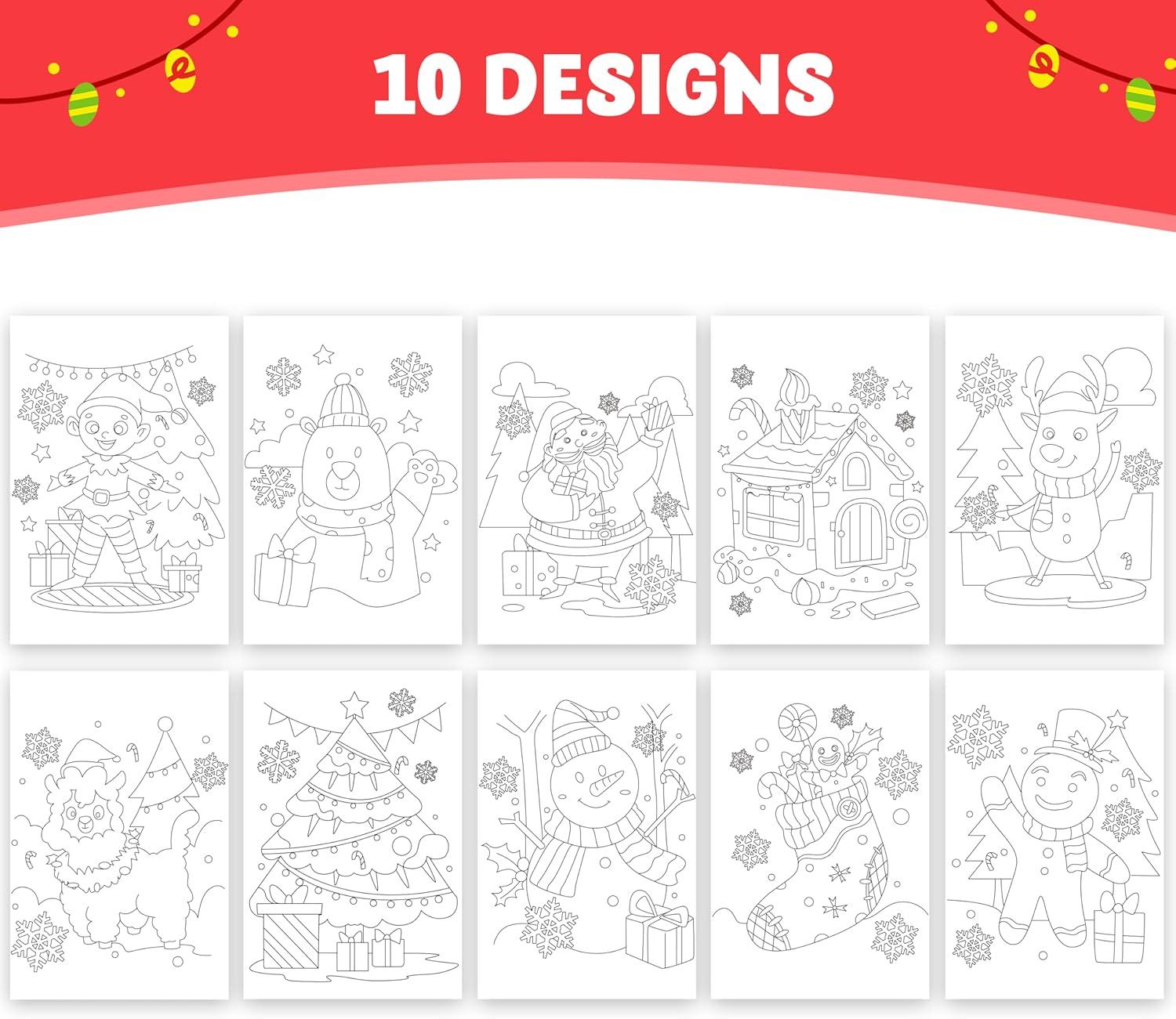 imageJOYIN 36 Pcs Christmas Coloring Books Bulk for Kids Mini Coloring Booklets in 9 Covers with 10 Characters for Christmas Party Favor Supplies Stockings Gifts Goodie Bags Stuffer Filler