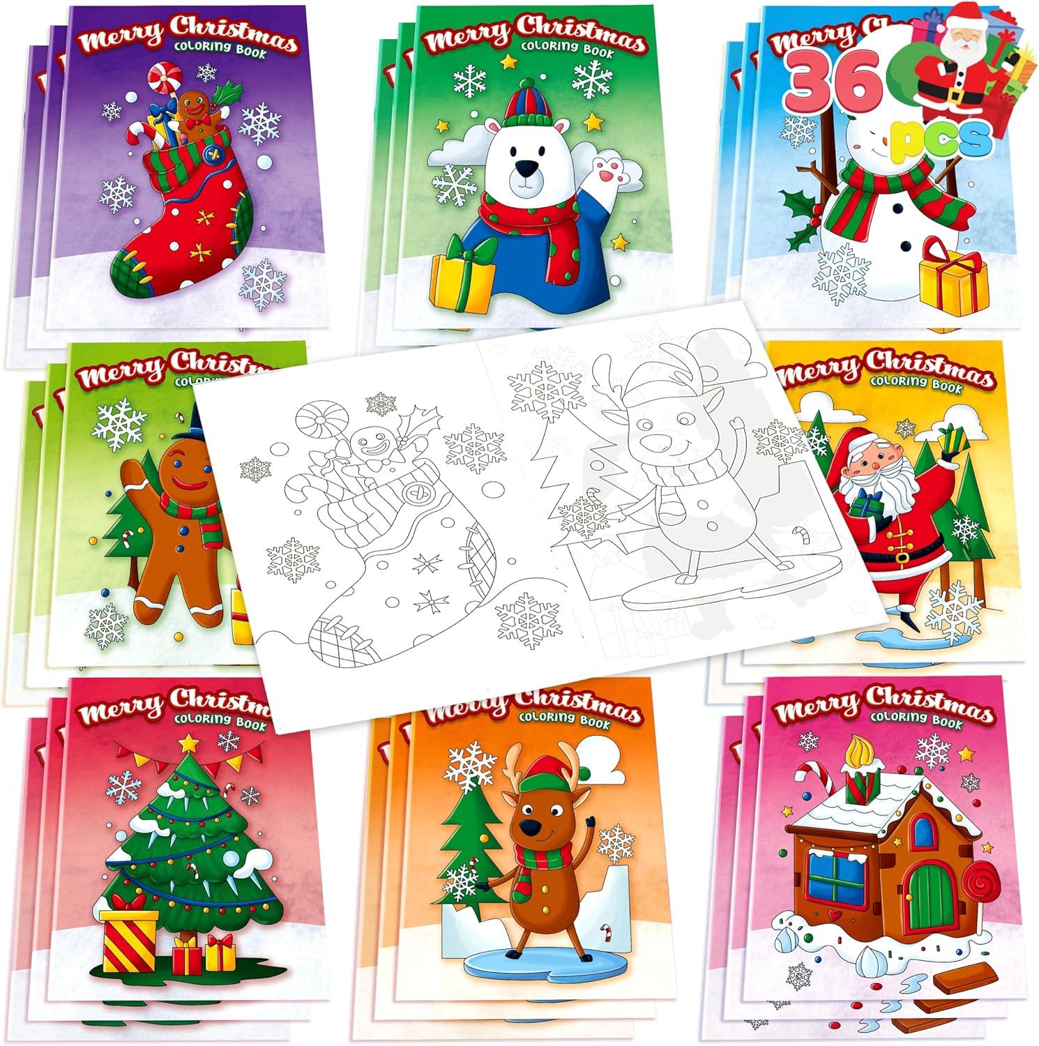 imageJOYIN 36 Pcs Christmas Coloring Books Bulk for Kids Mini Coloring Booklets in 9 Covers with 10 Characters for Christmas Party Favor Supplies Stockings Gifts Goodie Bags Stuffer Filler