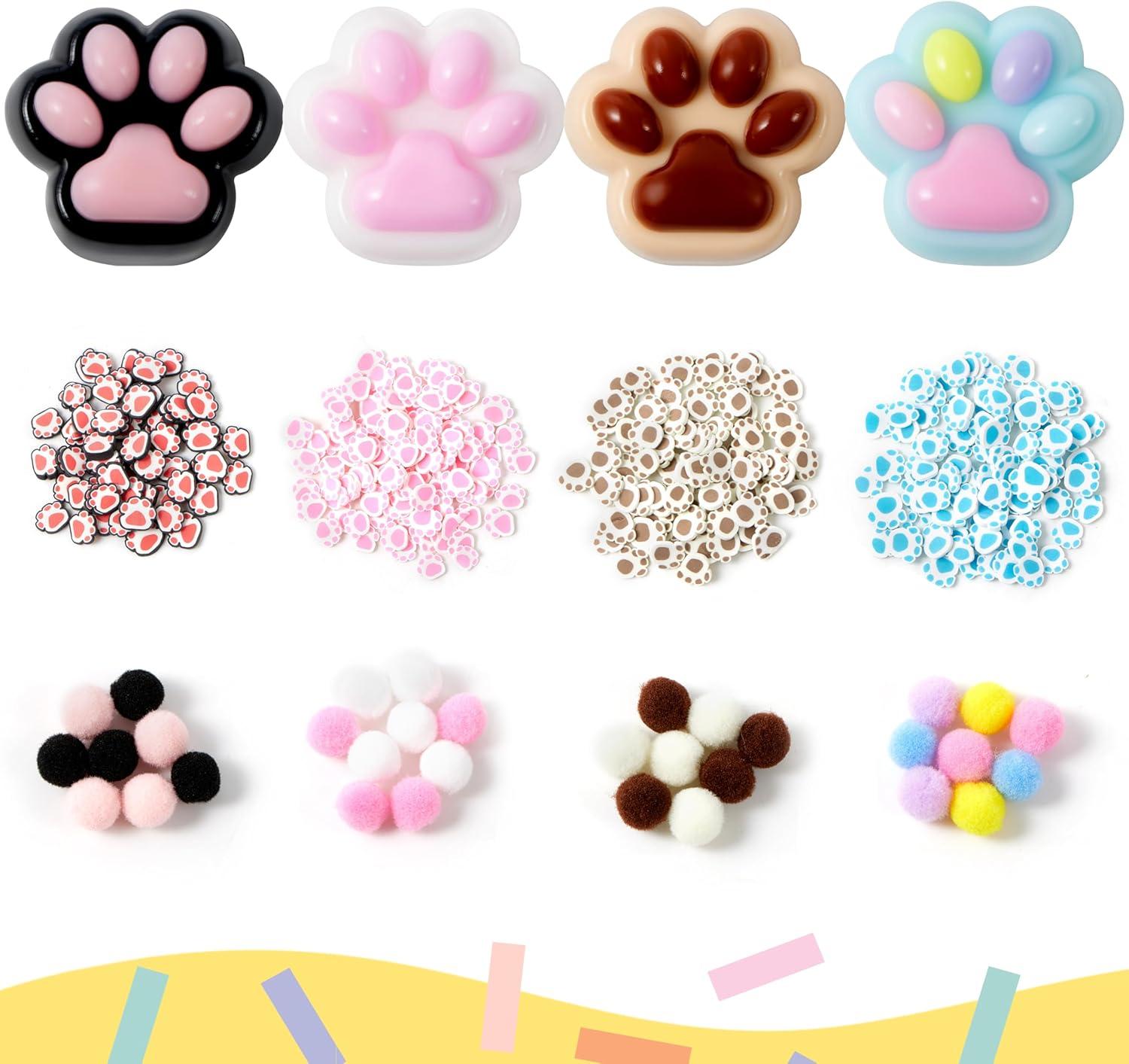 imageJOYIN 4 Pcs Taba Paw Squeeze Toys Colorful Kawaii Mochi Fufu Sensory Toys Cat Paw Taba Squeeze Toys for Party Favors Gifts for Adults Kids