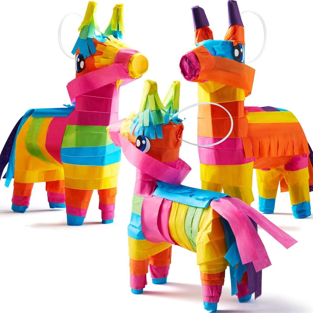image3 pcs Mini Donkey Pinatas 7quotx55quot Cinco De Mayo Rainbow Color for Fun Fiesta Taco Party Supplies Luau Event Photo Props Mexican Theme Decoration Carnivals Festivals Taco Tuesday Event