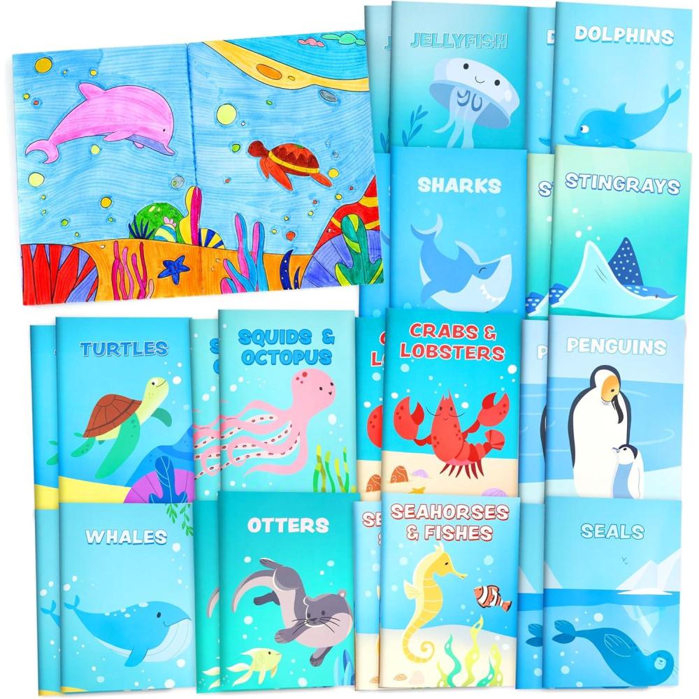 imageJOYIN 24Pcs Coloring Books for Kids Ages 48 Bulk Mini Coloring Book for Party Favors Goodie Bags Stuffers for Kids  Birthday Party Gifts  Classroom Travel Activity  Stocking StuffersSea