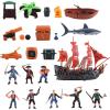imageJOYIN 12 Days Advent Calendar 2024 with Pirate Action Figures Playset Toy with Boat Treasure Chest Cannons Shark Pirate Ship 12 Days Countdown Advent Calendar for Kids Boys