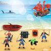 imageJOYIN 12 Days Advent Calendar 2024 with Pirate Action Figures Playset Toy with Boat Treasure Chest Cannons Shark Pirate Ship 12 Days Countdown Advent Calendar for Kids Boys