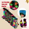 imageJOYIN 12 Pairs Christmas Socks Christmas Crew Socks for Women Holiday or Birthday GiftBlack Mix