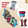 imageJOYIN 12 Pairs Christmas Socks Christmas Crew Socks for Women Holiday or Birthday GiftBlue Mix