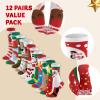 imageJOYIN 12 Pairs Christmas Socks Christmas Crew Socks for Women Holiday or Birthday GiftBrown Mix